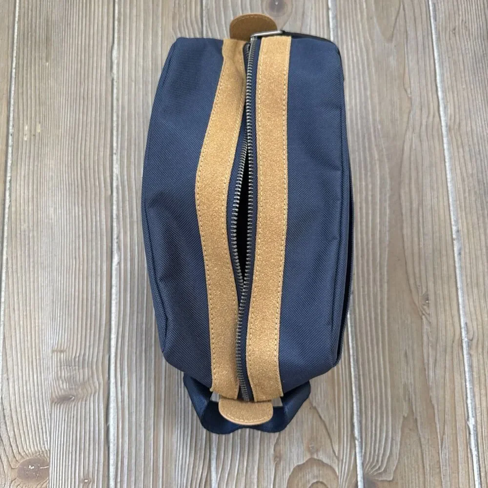 Men’s Navy Canvas Tan Suede Dopp Toiletry Kit Bag